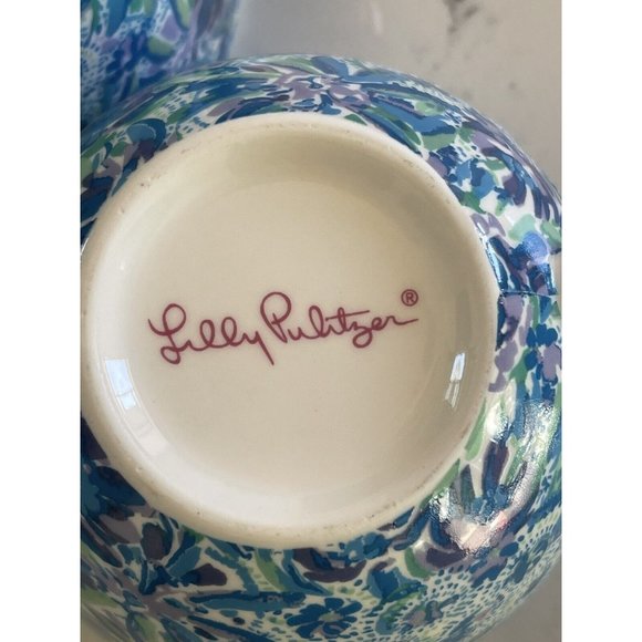 Lilly Pulitzer “Lion Around” Blue Print Mug Gold Handle set Of 2 - Picture 7 of 8